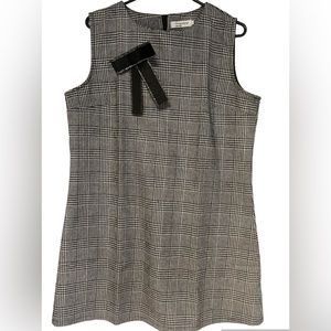 Shangwufeiyang Houndstooth Shift Mini Sleeveless Black/White Dress sz3XL